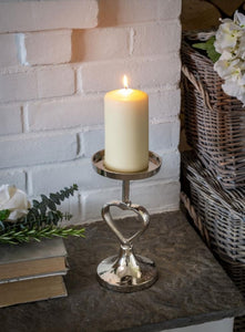 Nickel Heart Stem Candlestick