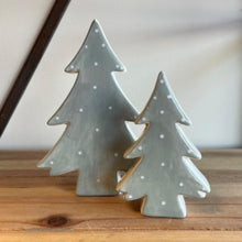 Load image into Gallery viewer, Sage Green Polka Dot Ceramic Christmas Tree Ornament
