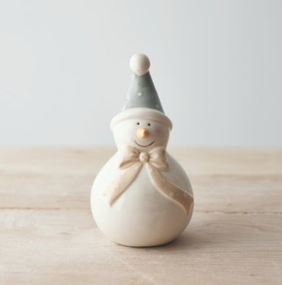 Ceramic Christmas Snowman with Bow