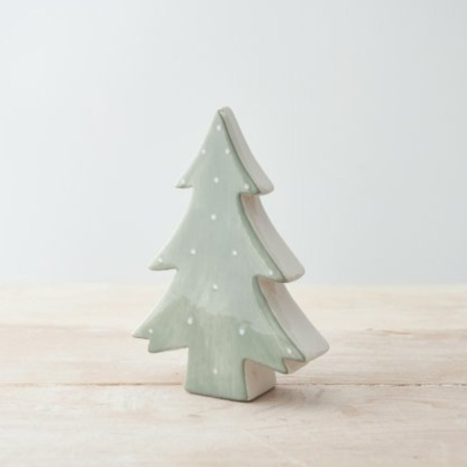 Sage Green Polka Dot Ceramic Christmas Tree Ornament