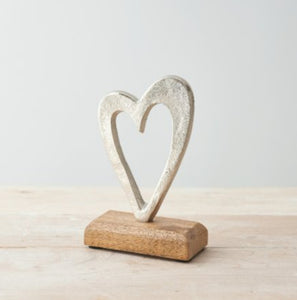 Silver Metal Heart on Plinth