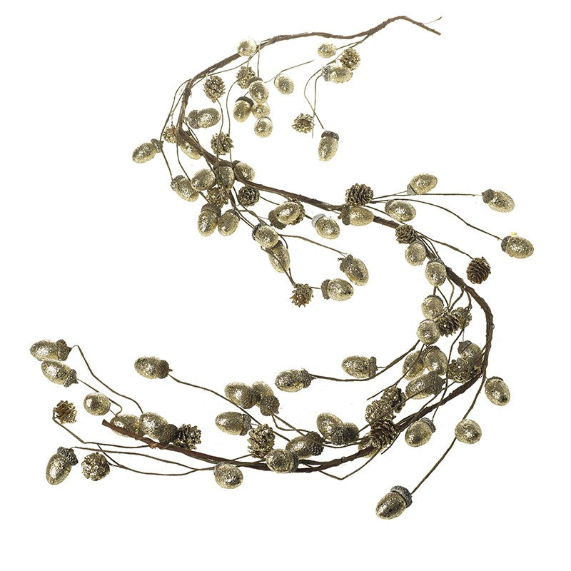 Gold Acorn Glitter Garland